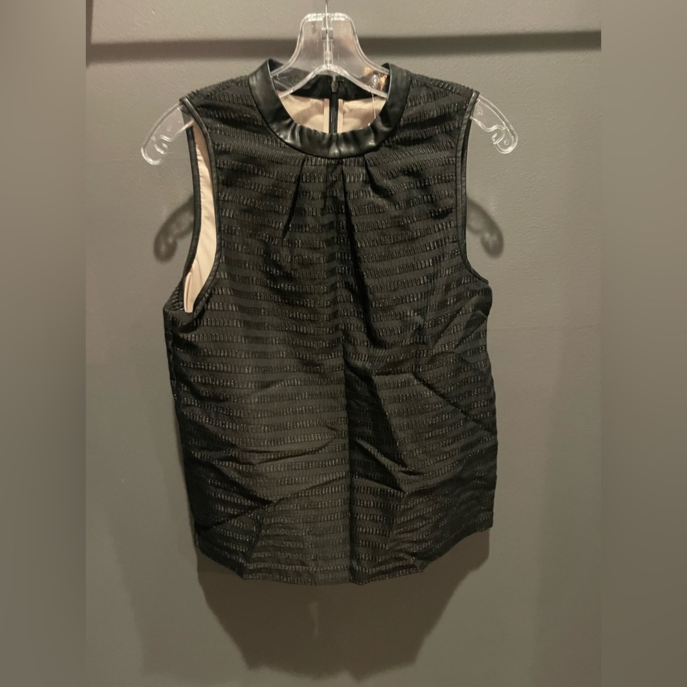Tibi sleeveless top with leather trim